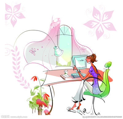 电脑桌学习素描设计图__动漫人物_动漫动画_设计图库
